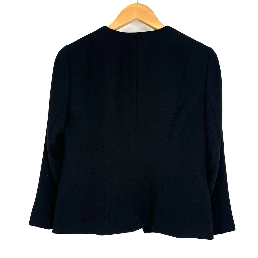 J. Crew‎ 365 Collarless Fitted Blazer Jacket Womens Size 8 Black L0192 Career